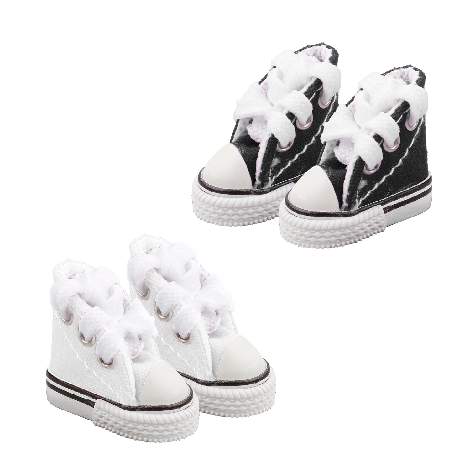 Rumyve Mini Finger Skateboard Shoes, Cute Thunder Dance Shoes for Dolls and Fingerboards (Black & White), 2 Pairs