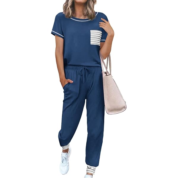 NACHILA Women's Pajama Set - Viscose From Bamboo, Short Sleeve Top & Capri Pants, Loose Loungewear