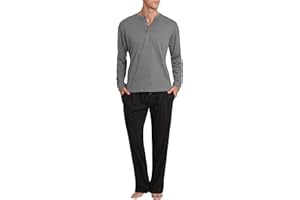 SLEEPHERO Men’s Pajama Set Pajamas For Men 2 Piece PJ Set with Cotton Knit Men Pajama Pants and Long Sleeve Henley T-Shirt
