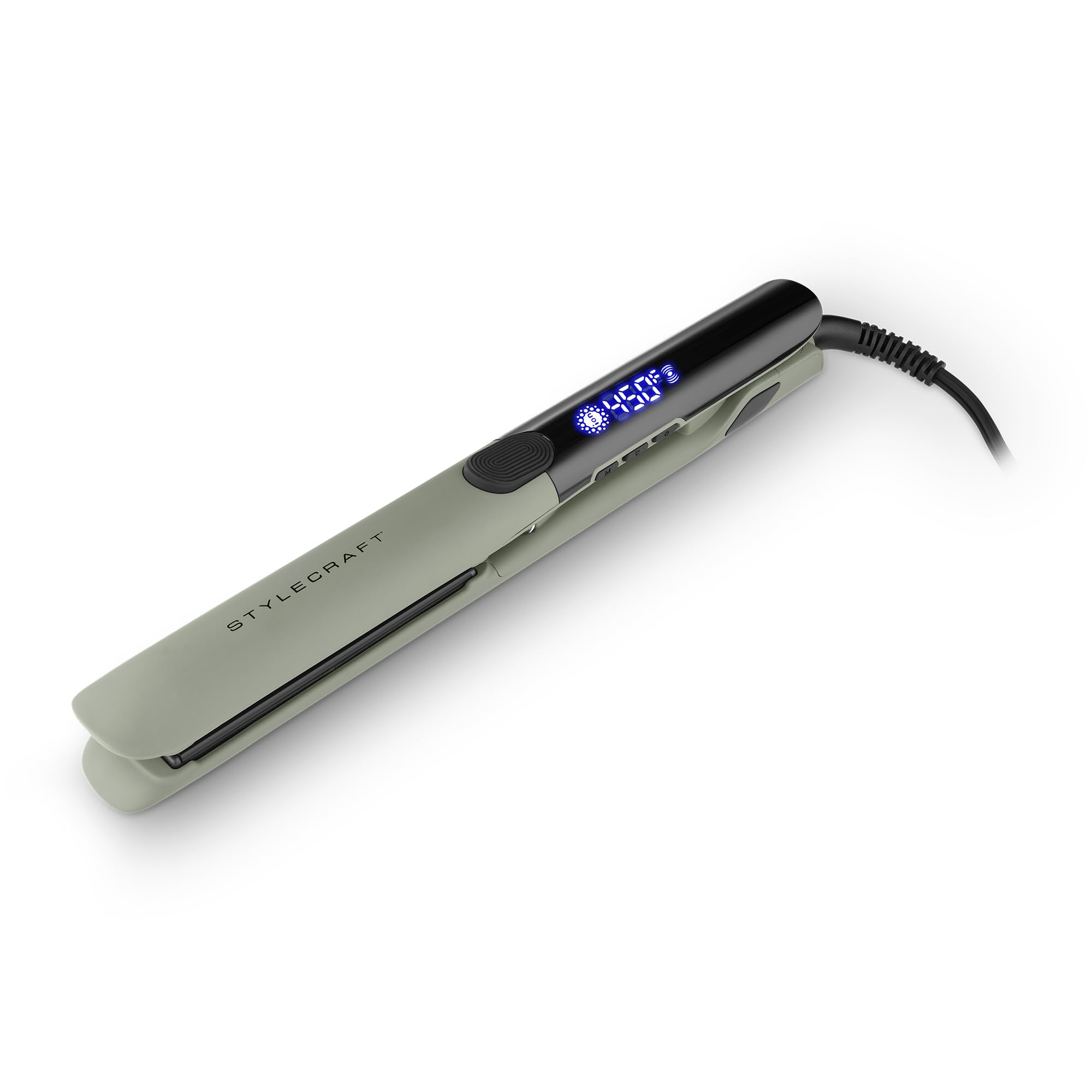 StyleCraft Sage – Professional Smooth Gliding Vibrating 1”-Inch Keratin Sealing Flat Iron with Titanium Plates and LED Display for Silky Smooth Hair