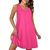 CHICGAL Womens Summer Dresses Casual Sleeveless Loose T Shirt V Neck Sundress Swing Beach Cover Up with Pockets