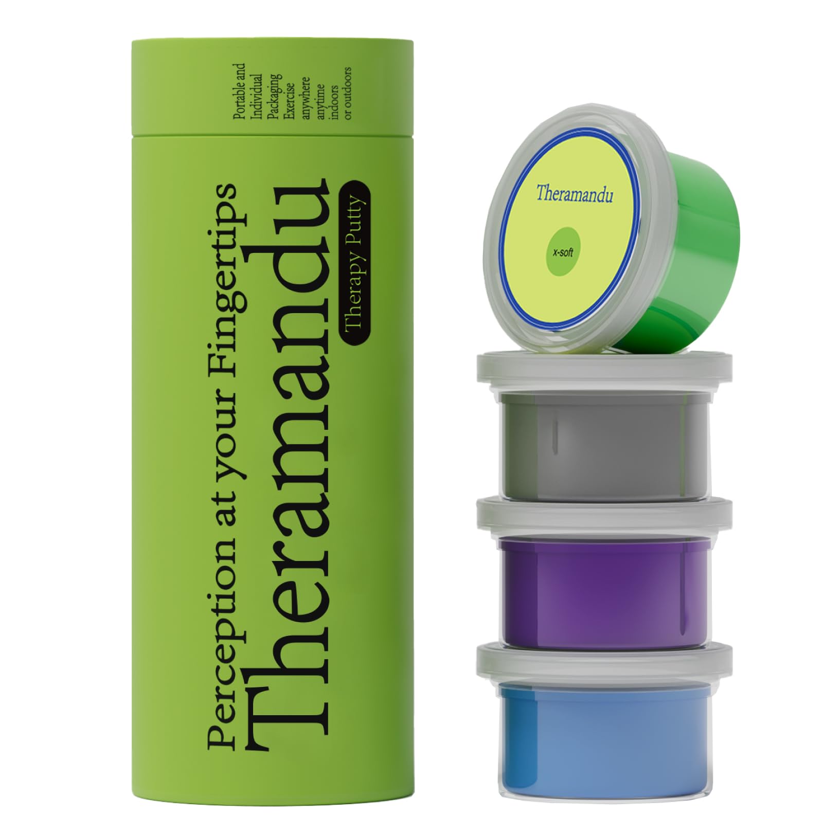 Photo 1 of 4 Pack Theramandu Therapy Putty Kit (3oz Each) – Hand Putty Physical Therapy for Teens & Adults, Sensory Stress Relief & Hand Muscle Strengthening Exercise Therapy Putty, 4 Different Resistances