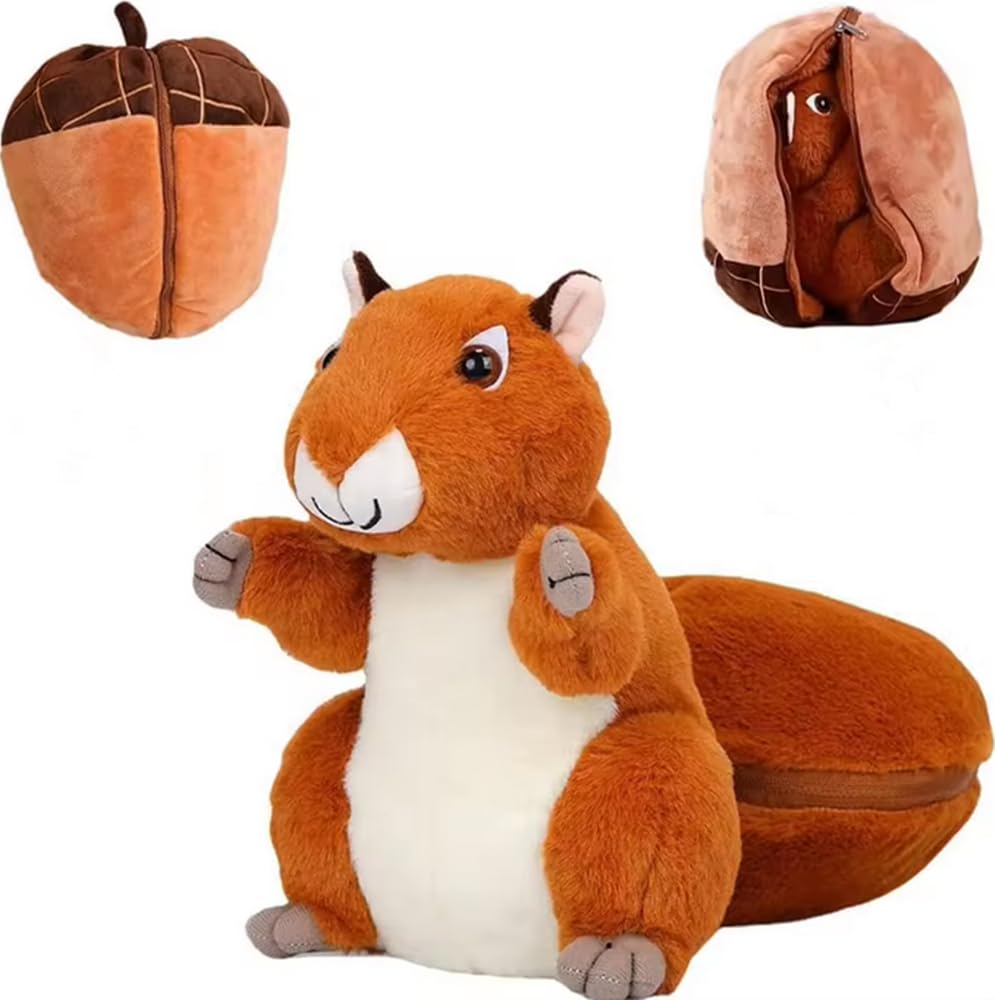 Tikwisdom Brown Nutty Squirrel Plush Toy, Super Soft Stuffed Animal for Jungle Theme, Decoration, Cuddle, Gift for Boys and Girls, 25cm