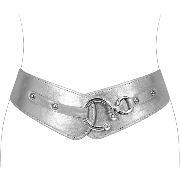 Metal Bow Belt, Silver Elastic Skinny Waist Belt Stretchy  display picture 1