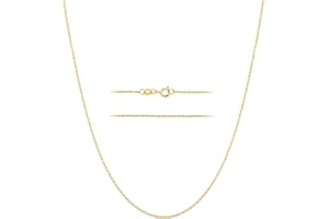 KISPER 24k Gold Cable Link Chain Necklace – Thin, Dainty, Gold Plated Stainless Steel Jewelry for Women & Men with Spring Ring Clasp