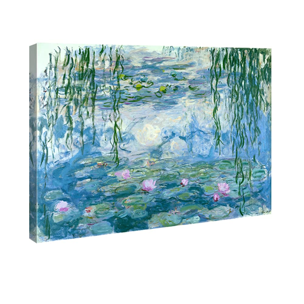 Wieco Art - Water Lilies by Claude Monet Oil Paintings Flowers Reproduction Giclee Canvas Prints Modern Landscape Artwork Picture Printed on Canvas Wall Art for Home Office Decorations
