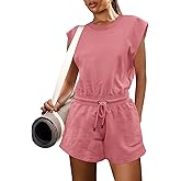 LAMISSCHE Womens Workout Romper with Pockets Sleeveless One Piece Short Jumpsuits Casual Open Back Onesie