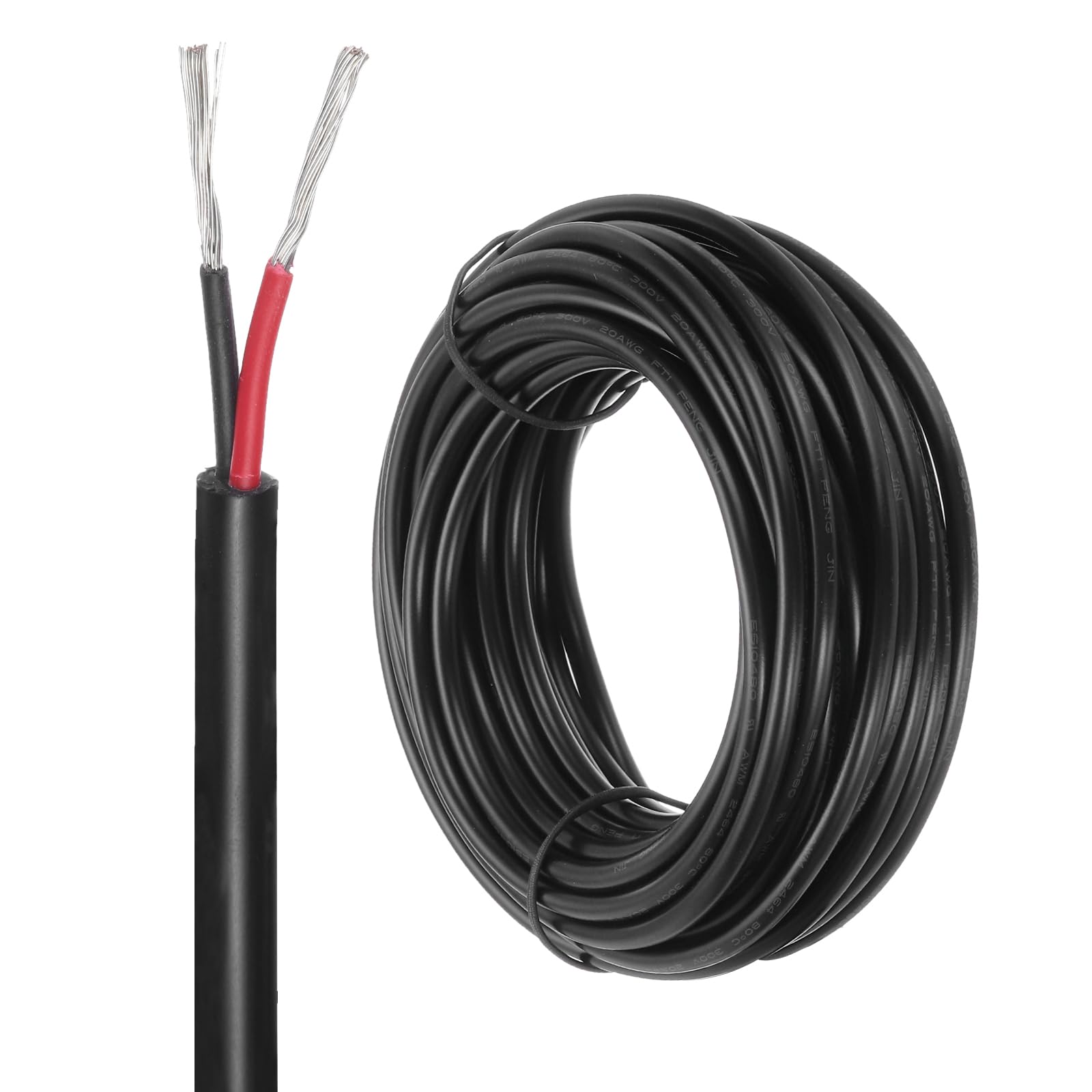 DMiotech 20 Gauge Wire Electrical Wire 2 Conductor, 20 AWG Extension Cable Cord 25 Ft/7.6 m UL2464 300V Stranded Tinned Copper Wire for LED Lighting Automotive