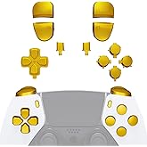 eXtremeRate Replacement Full Set Buttons Compatible with ps5 Edge Controller, Chrome Gold D-pad Share Options Home Face Buttons R1 L1 R2 L2 Triggers Compatible with ps5 Edge Controller