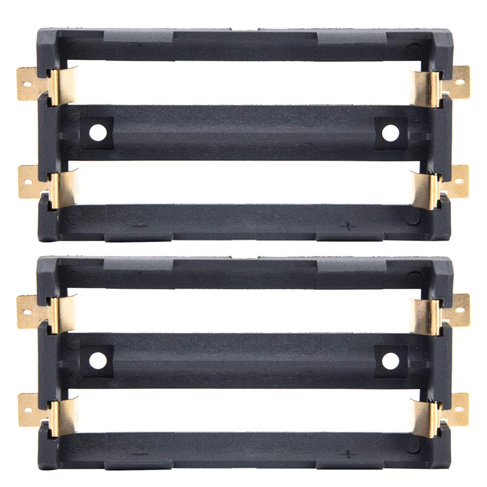 Garosa 2Pcs 18650 Battery Holder 3.7V 18650 2 Section High Temperature Resistance Black Battery Container Case Battery Storage Box for SMD 18650 DIY Charging Power Supply