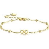 YODOKU Gold Bracelets for Women 14K Gold Bracelets for Women Infinity Bracelet for Womens Full of Artistic Flair with Infinity Symbol Beaded Chain Bracelet for Womens