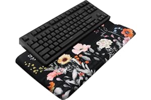 KEPUTAIER Computer Keyboard Stand with Wrist Rest, Ergonomic Tilted Keyboard Holder - Keyboard Riser with Wrist Pad - Keyboard Tray Support for Office Home - Black Flowers
