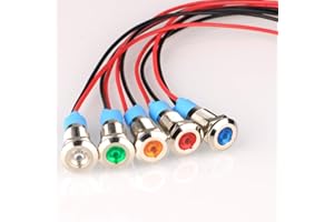Gebildet 5Pcs 8mm 110V-220VAC LED Metal Indicator Light Waterproof Signal Lamp (Green/Orange/Red/Blue/White 5Pcs)