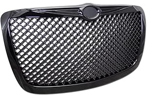 TLAPS 7422438995919 Compatible With 2004 2005-2010 Chrysler 300 / 300C Glossy Black Mesh Front Bumper Grill Grille