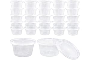 Augshy 40 Pack Small Slime Containers with Lids, Jello Shot Cups Condiment Containers Plastic Portion Cups with Lids for Salad Dressing Food Storage Containers(4 oz)