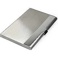 Sunplustrade Business Card Holder for Men and Women (Slim Minimalist Design Case, Stainless Steel Metal, Fits 18 Business Car