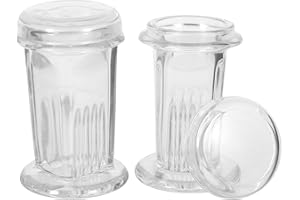 GLEAVI 2Pcs Glass Coplin Staining Jars for Microscope Slides, 5-Slide Capacity Lab Glass Staining Tanks for