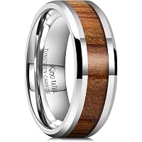 Tungsten Carbide & Koa Wood Turtle Ring – 8mm Comfort Fit Wedding Band For Men & Women - View #11