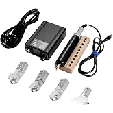 Leather Creaser Machine, 140-932℉ Adjustable Temperature Electric Leather Edging Creasing Heat Iron Tool with Wooden Receptacle Base &amp; 4 Replaceable Ti