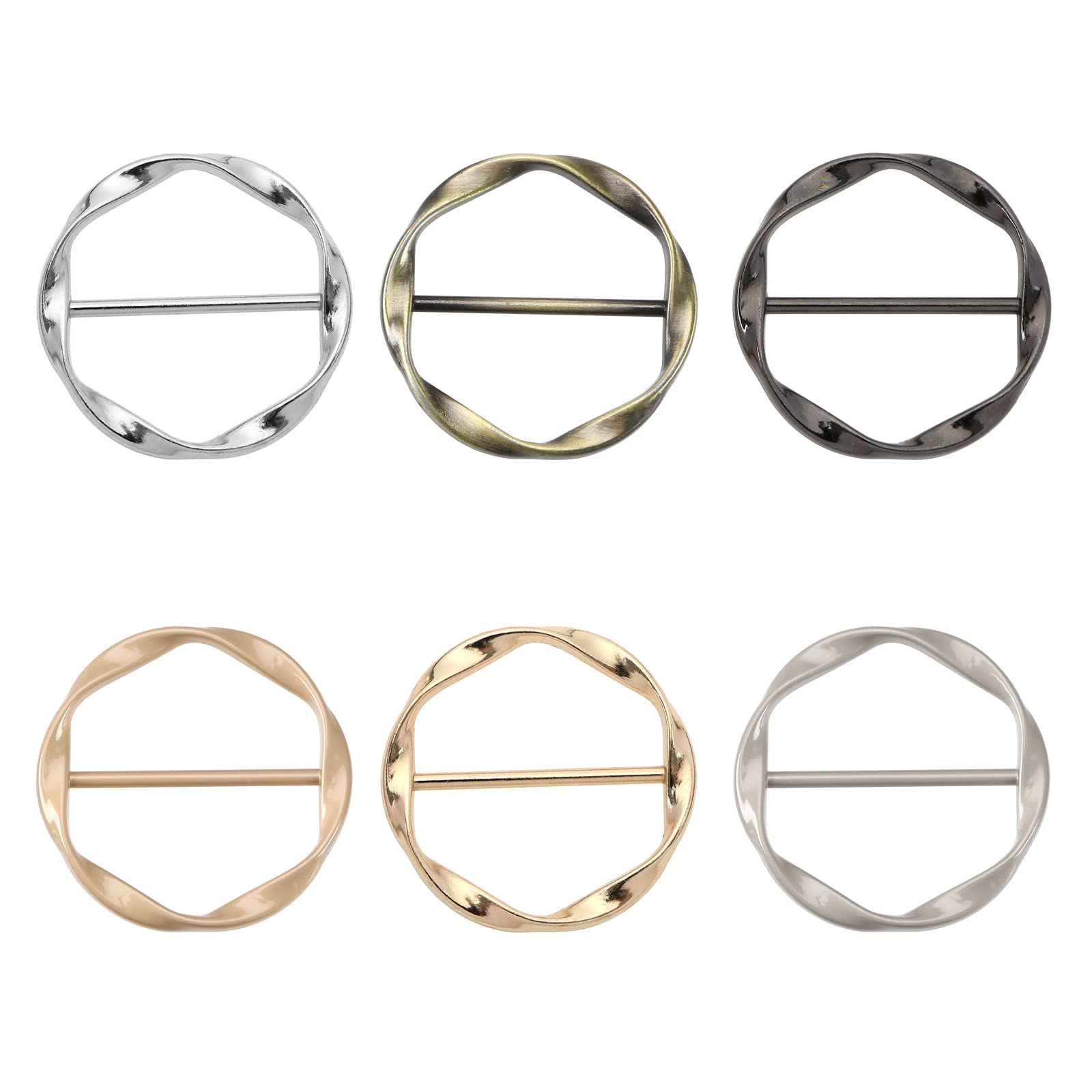 Create idea 6PCS T-Shirt Clips Elegant Silk Scarf Ring Clips Neckerchief Buckle Clothes Tie Clips Metal Wrap Holder for Silk Neckerchief Clothing Accessories 6 Colours