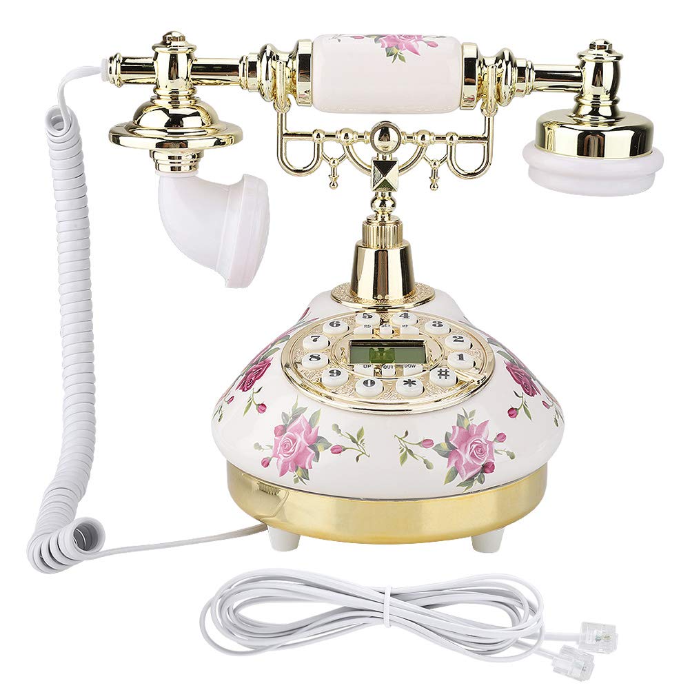 Retro Telephone, MS-9101 Ceramic FSK DTMF Multifunction Antique landline, Corded Old Fashion 60s Classic Vintage European House Phone Handset, Hands-free Backlight Auto IP, For Home, Hotel, Office