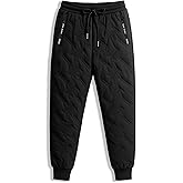 Chicingyou 1 Pcs Fleece Lined Pants Men Sherpa Lined Sweatpants Windproof Track Joggers Snow Winter Thermal Pants with Zipper
