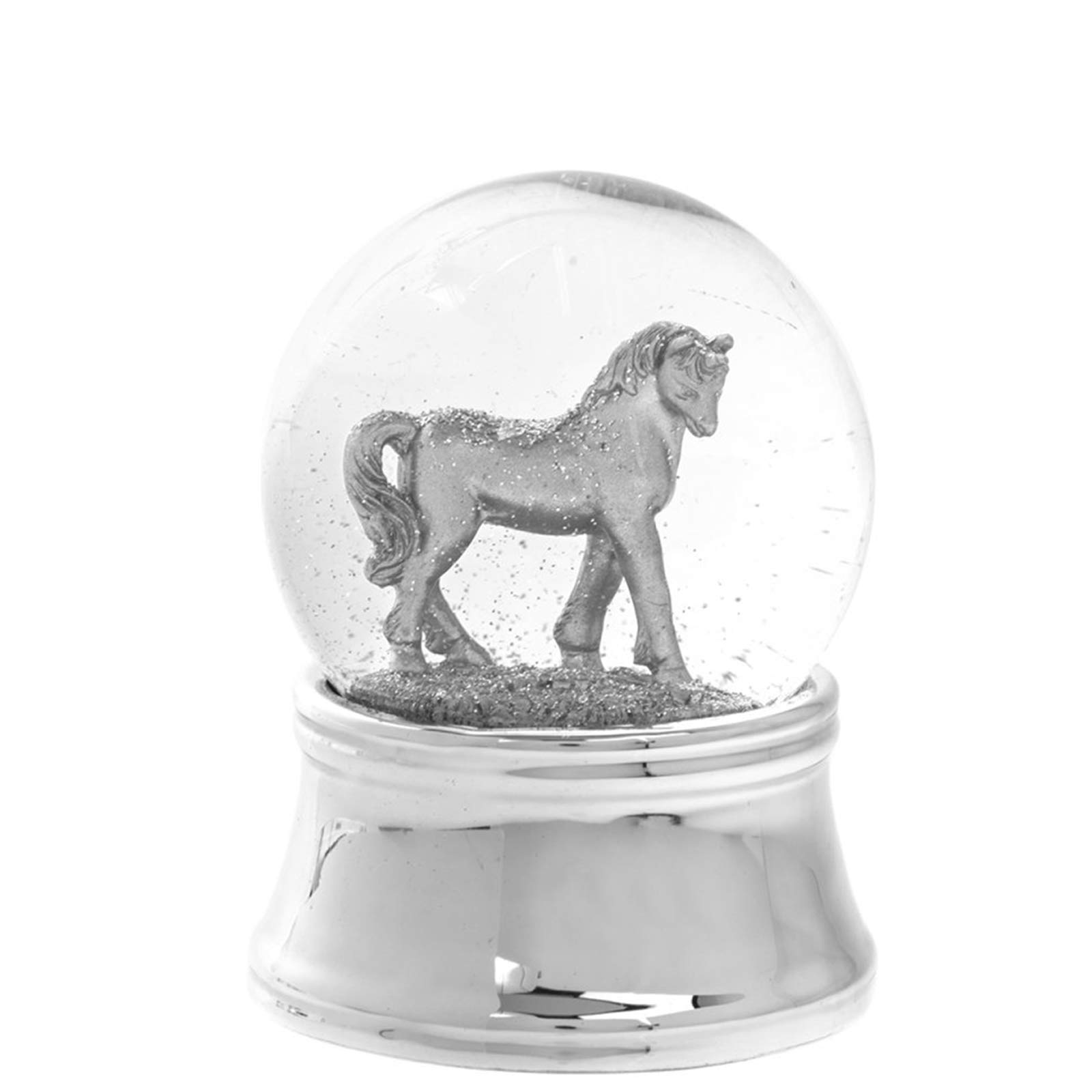 The Leonardo Collection Small Silver Unicorn Colour Changing LED Glitter Art Glass Water Ball
