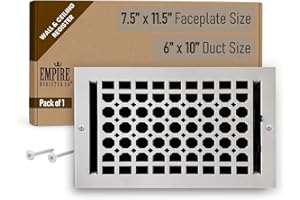 Empire Register Co, Ceiling & Wall Vent Cover - 6x10 inch, Honeycomb Design, White Finish, Metal Damper Attached, Measure Wall Hole Dimensions (not for Floor use)