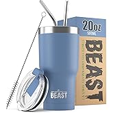 Beast 20 oz Tumbler Stainless Steel Vacuum Insulated Coffee Ice Cup Double Wall Travel Flask (Stormy Sky Blue)