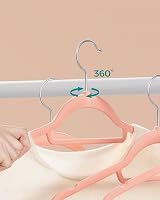 SONGMICS Velvet Hangers 50 Pack Non-Slip 0.6 cm Thick 360° Swivel Hooks Pink view 6