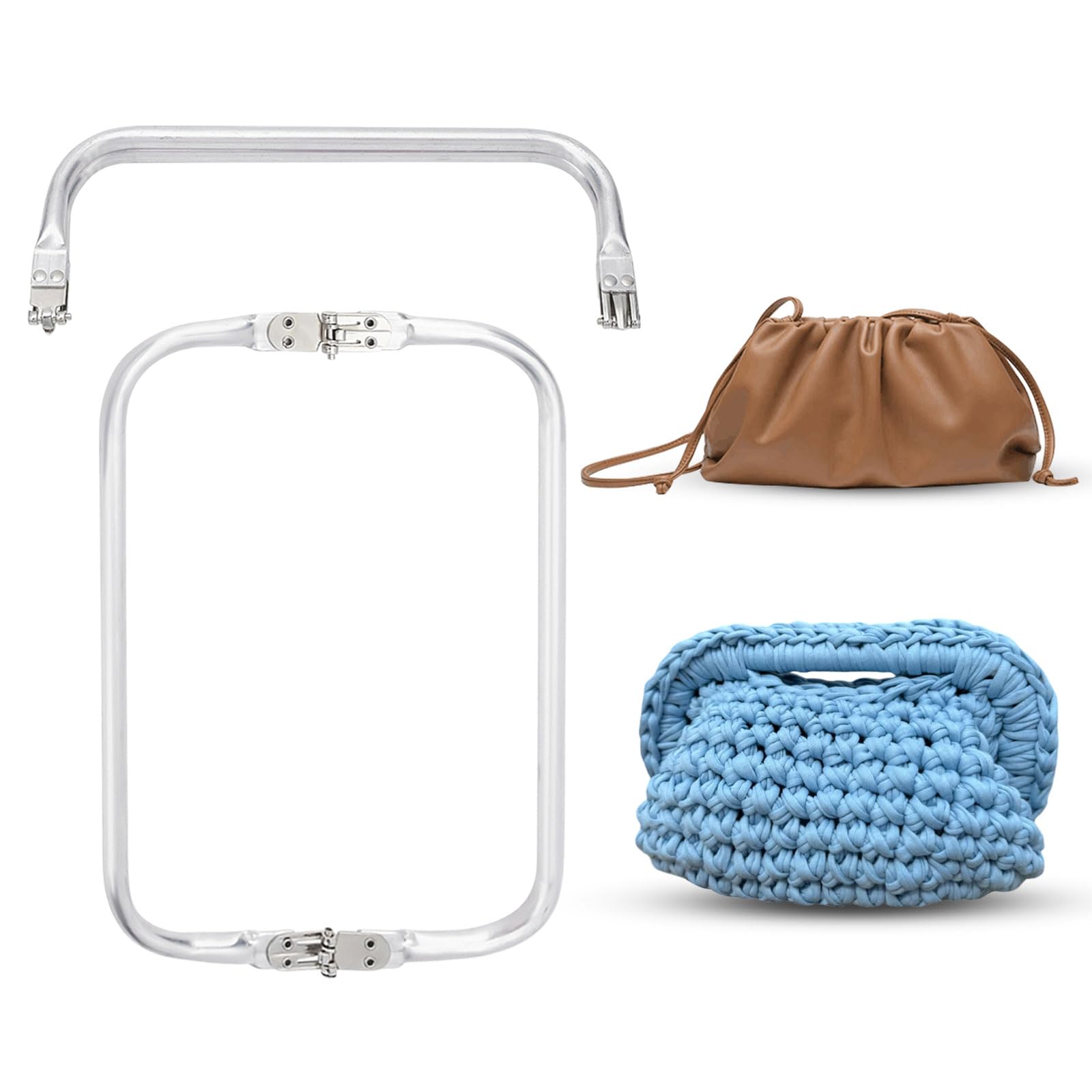 CHGCRAFT 2Pcs Metal Purse Frame Handle Kiss Clasp U-Shaped Aluminium Purse Closure Aluminum Tubular Internal Hinge Bag Frame for DIY Pouch Dumpling Carpet Bag, 9.5x25x2cm