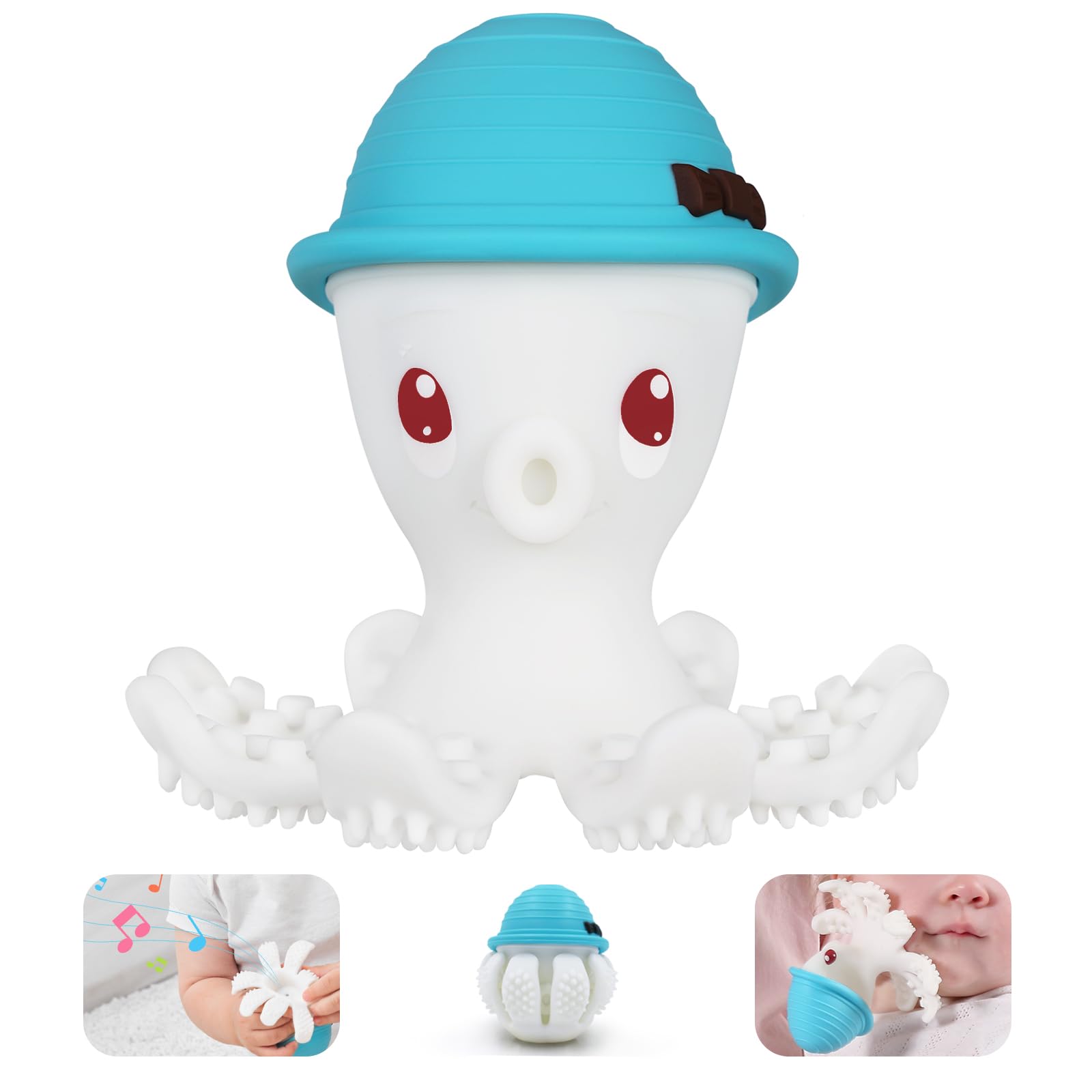 Octopus Baby Teether - Silicone Sensory Teethers for Infants 6-18 Months, BPA Free Funny Gifts, Blue — image 1