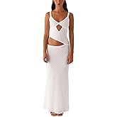 YANGCHA Summer Cut Out Long Dresses for Women Spaghetti Strap Bodycon Maxi Dress Backless V Neck Sleeveless Beach Sundresses