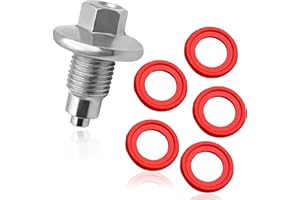 M14 * 1.5 Oil Drain Plug with 5PCS Rubber O-ring Sealing Gasket, Stainless Steel Oil Pan Bolt Anti Leakage Replacement for GM