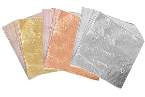 HBlife 300 Sheets Imitation Gold Leaf Silver Leaf Rose Gold Leaf Foil Paper for Arts, Gilding Crafting, Decoration, Furniture