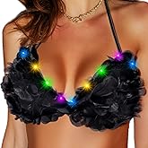 Zoestar Light Up Tulle Bra Top Sparkly Bikini Tops Rave Costume Outfits for Women
