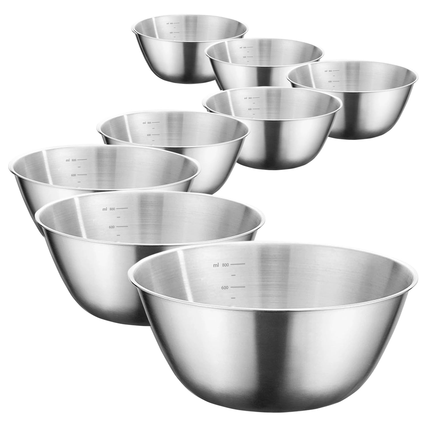 WANBY Stainless Steel Bowls 304 Metal Lightweight Unbreakable Dinner Bowls Set Non-Toxin Dishwasher Safe BPA Free and Healthy (8 Pack 28Oz)