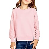 Haloumoning Girls Casual Crewneck Sweatshirt Kids Long Sleeve Side Slit Oversized Pullover Tops 5-14Y