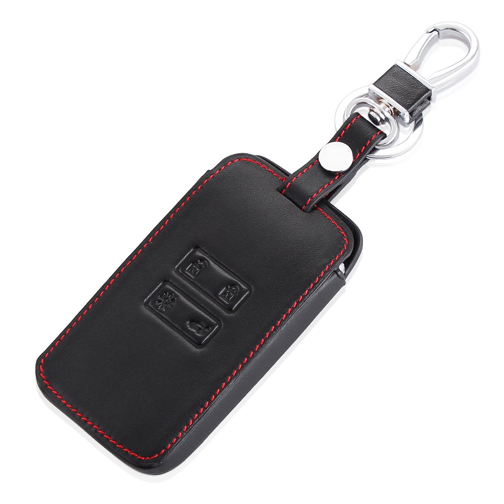 Happyit Leather Car Remote Key Cover Cases Keychain for Renault Kadjar 4 Buttons Skin Protector Accessories (red)