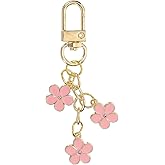 PATIKIL Flower Keychain Charm, Cute Enameled Keychain Floral Keyring Pendant with Snap Hook for Women Gifts Purse Handbag