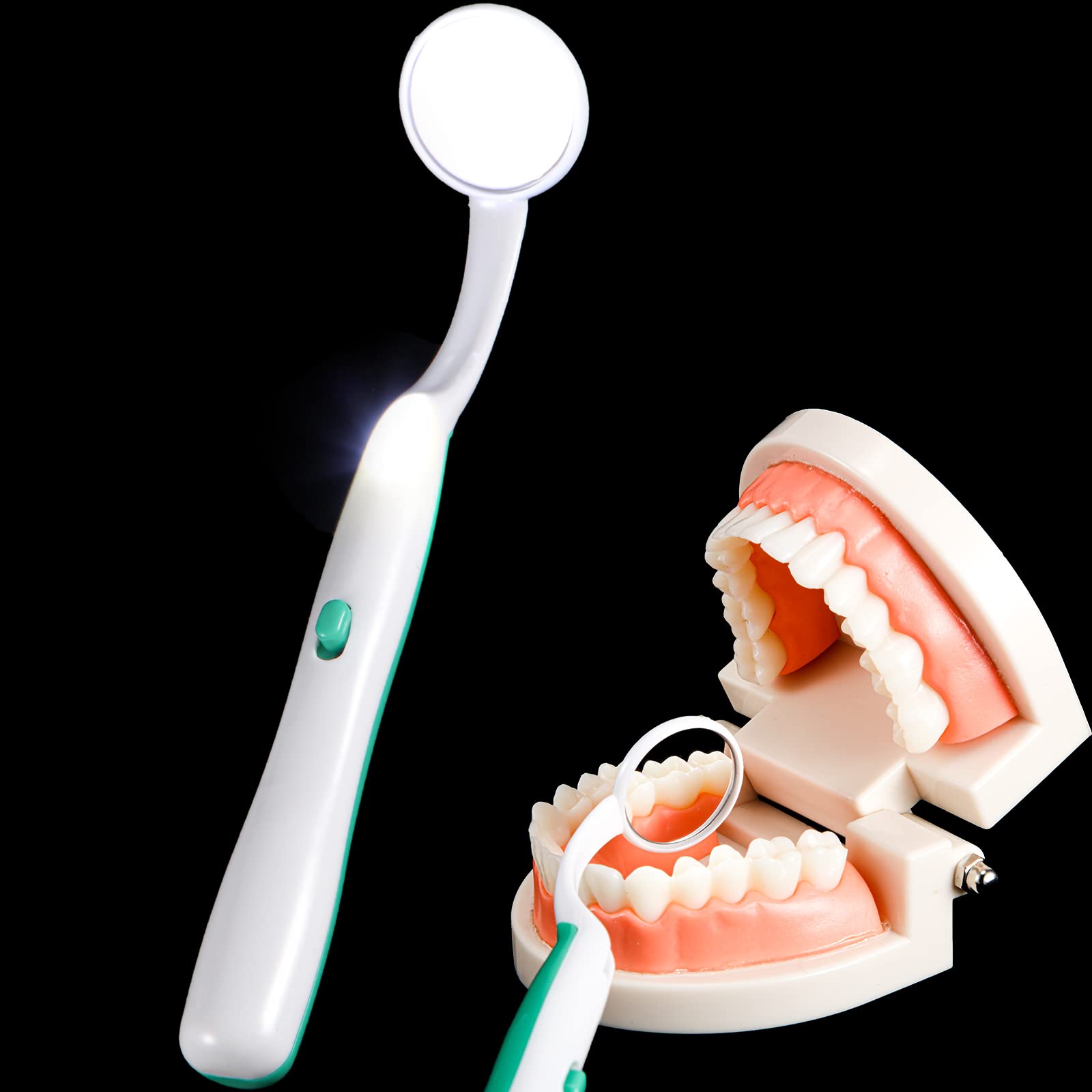 Nuanchu Dental Mirror with Light Tooth Mirror Mouth Mirror Inspection Mirror Oral Mirror for Dental Care, Green