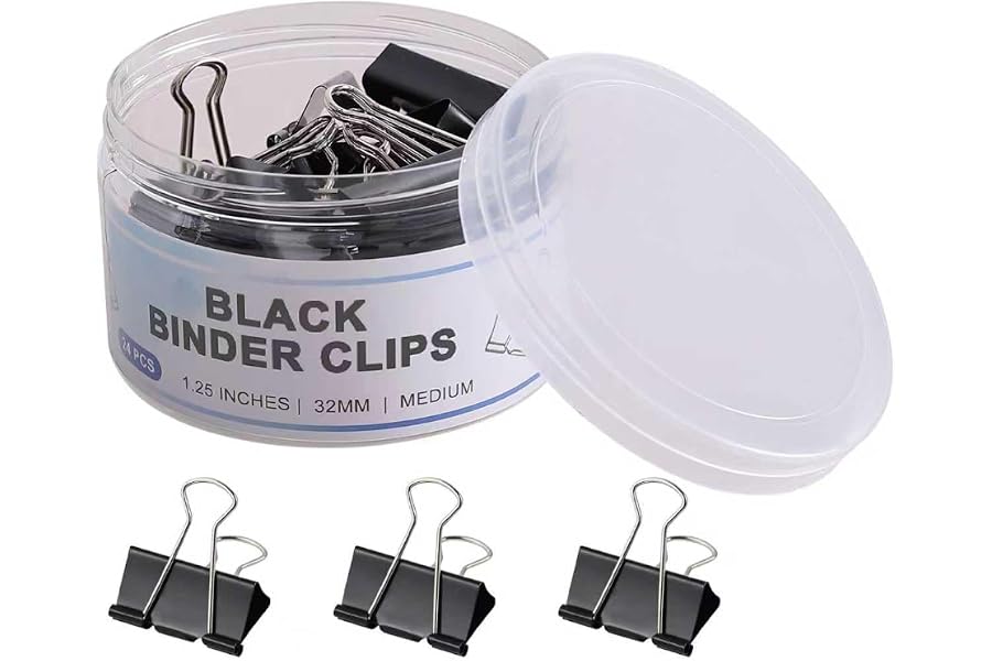 FAOGO Medium Binder Clips 1.25 Inch, 24 Pcs for Home, Office, High Power Portable