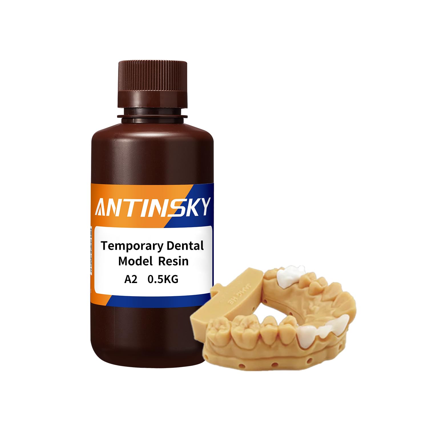 Photo 1 of Antinsky Temporary Dental Model Resin for DLP LCD 3D Printer Resin 405nm High Precision High Hardness Fast Cure Time Teeth Textured Appearance Teeth Color A2 500g