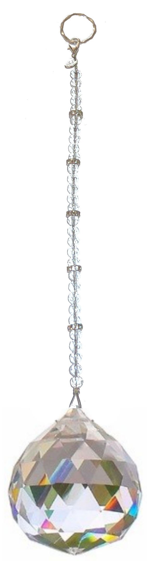 Hidden Hollow Beads Crystal Suncatcher Rear View Mirror 30mm Hanging Ornament Crystal Sphere & Rhinestone Beaded Design Indoor Window & Home Décor (1-30mm Crystal)