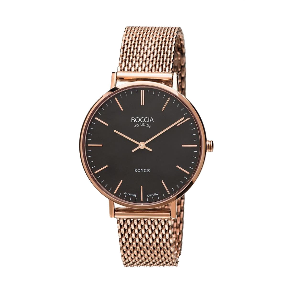 Boccia Women's Analogue Watch with Black Dial Analogue Display and Stainless Steel Plated Gold-Coloured - 3590-10