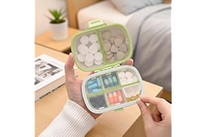 Pill Organizer Portable Medicine Dispenser, Moisture-Proof Travel for Vitamin,Medicine,Supplements(Green)