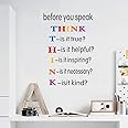 TOARTi Colorful Inspirational Quotes Wall Decals, Before You Speak Think Lettering Wall Stickers, Motivational Positive Saying Vinyl Wall Art for Kids Room Classroom Decor