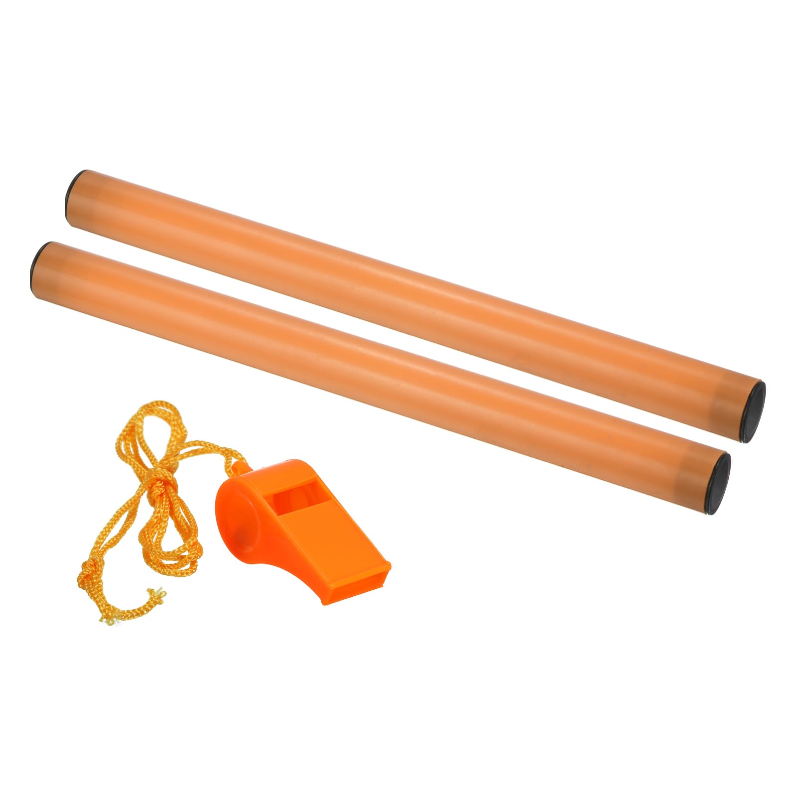 PATIKIL Junior Relay Track Baton, 2 Pack ABS Plastic Tube Race Field Running Stick with Whistle for Outdoor Athletics Sport Game Practice Tool, Orange