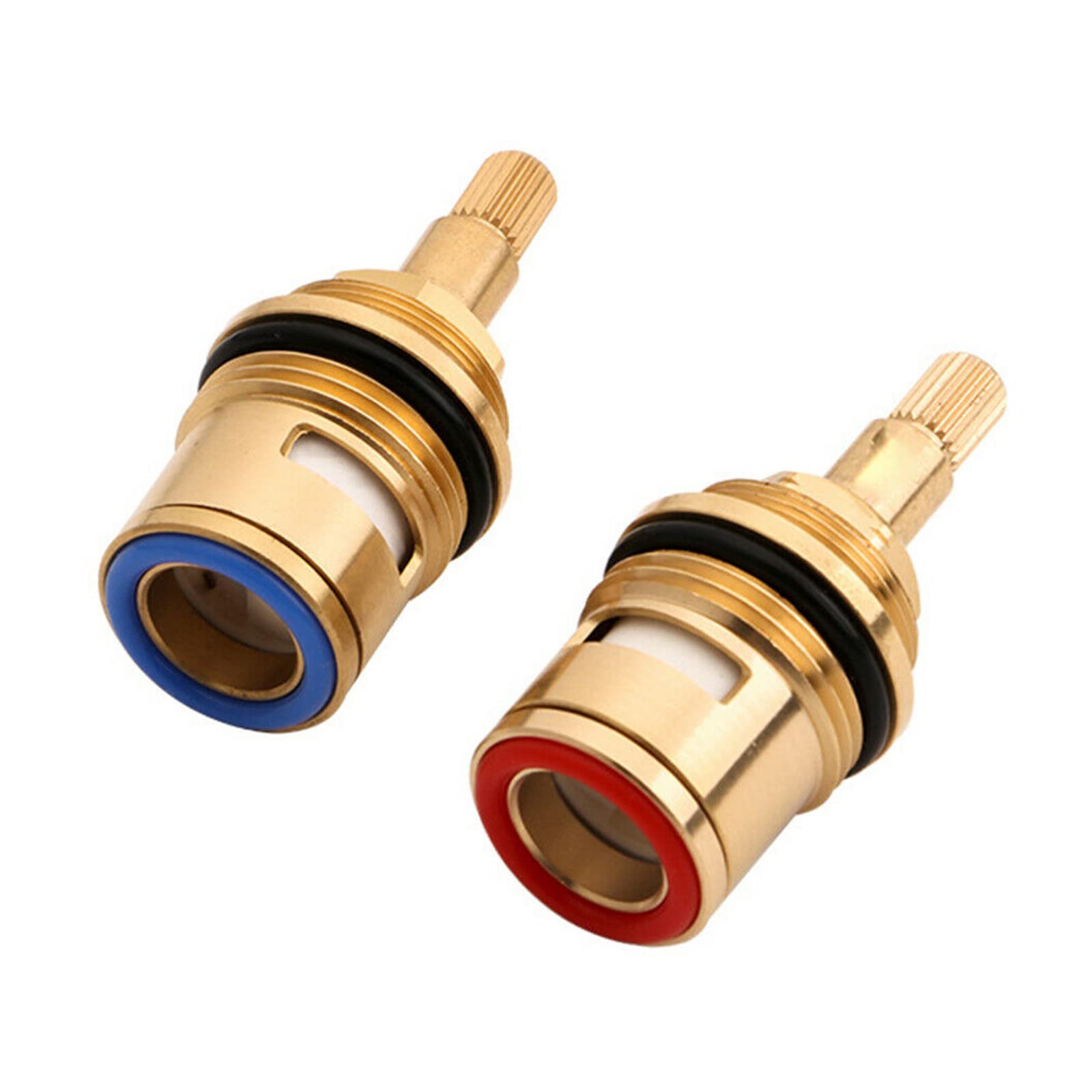 Bathroom Basin Valve,2 Pcs 3/4 Tap Glands Ceramic Mixer Hot and Cold Tap Inner Valve All Copper Spool Quick Opening Valve Tap Glands for Kitchen Bathroom