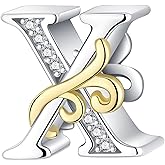 ARVALILS 925 Sterling Silver Letter Charms for Bracelets Alphabet A-Z Letters Bead Bracelets Necklace for Women Birthday Ceremony DIY Jewelry Gift